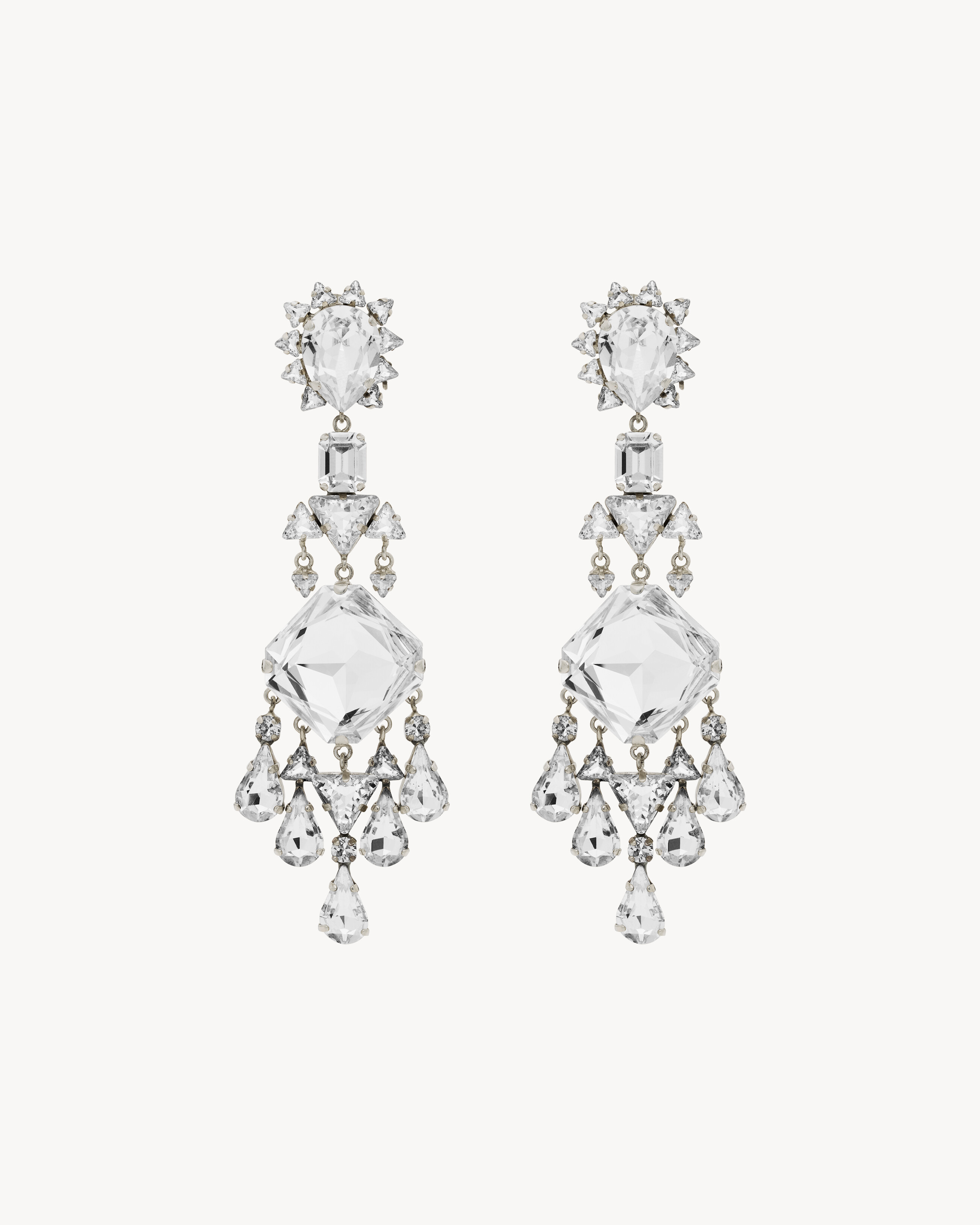 Boucles d’oreilles pendantes en métal et cristal