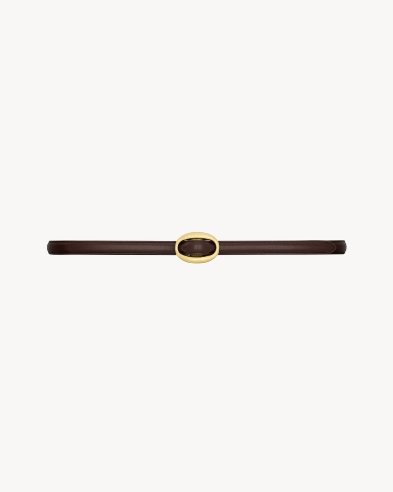 FINE CEINTURE BOUCLE OVALE EN CUIR LISSE