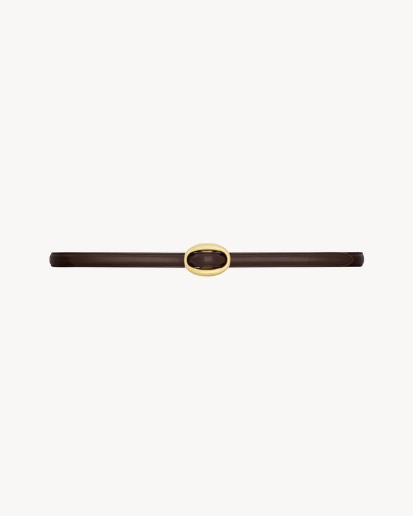 FINE CEINTURE BOUCLE OVALE EN CUIR LISSE