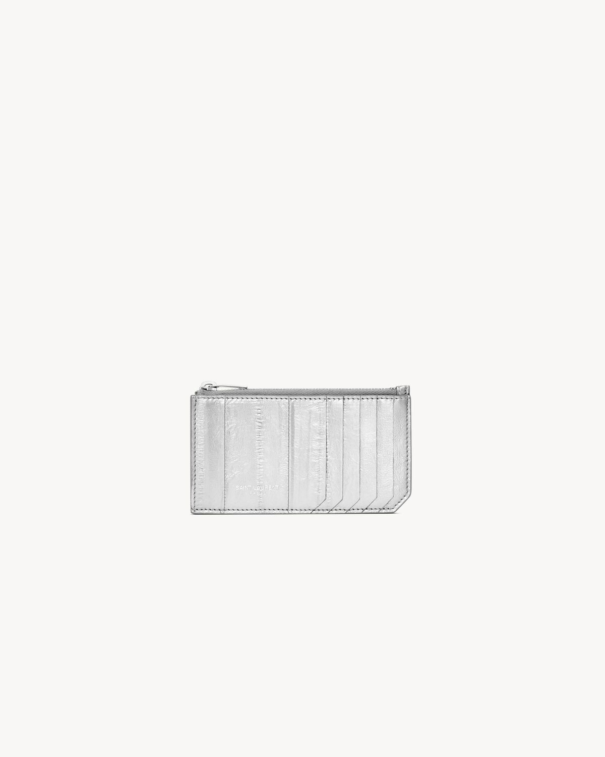 SAINT LAURENT PARIS FRAGMENT ZIPPED CREDIT CARD CASE IN EEL