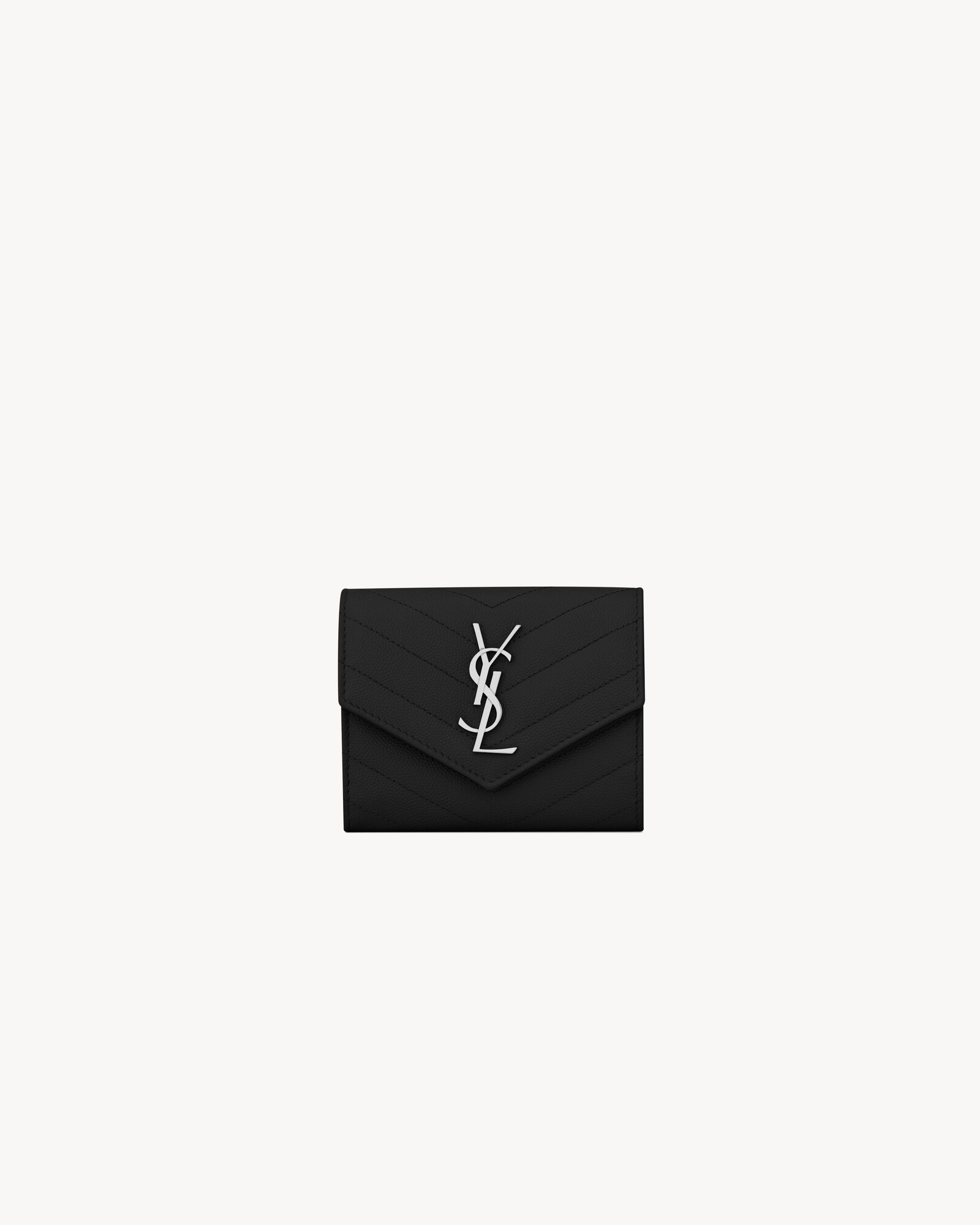 CASSANDRE MATELASSÉ compact tri fold wallet in grain de poudre leather — 403943BOW021000