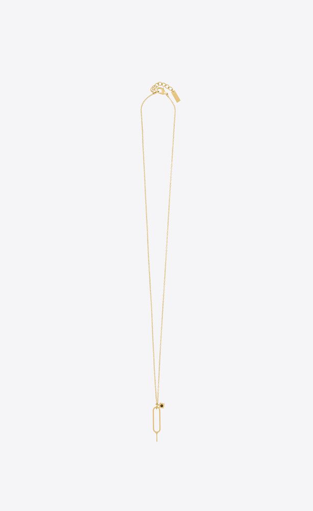 sim key and rhinestone charm necklace in metal