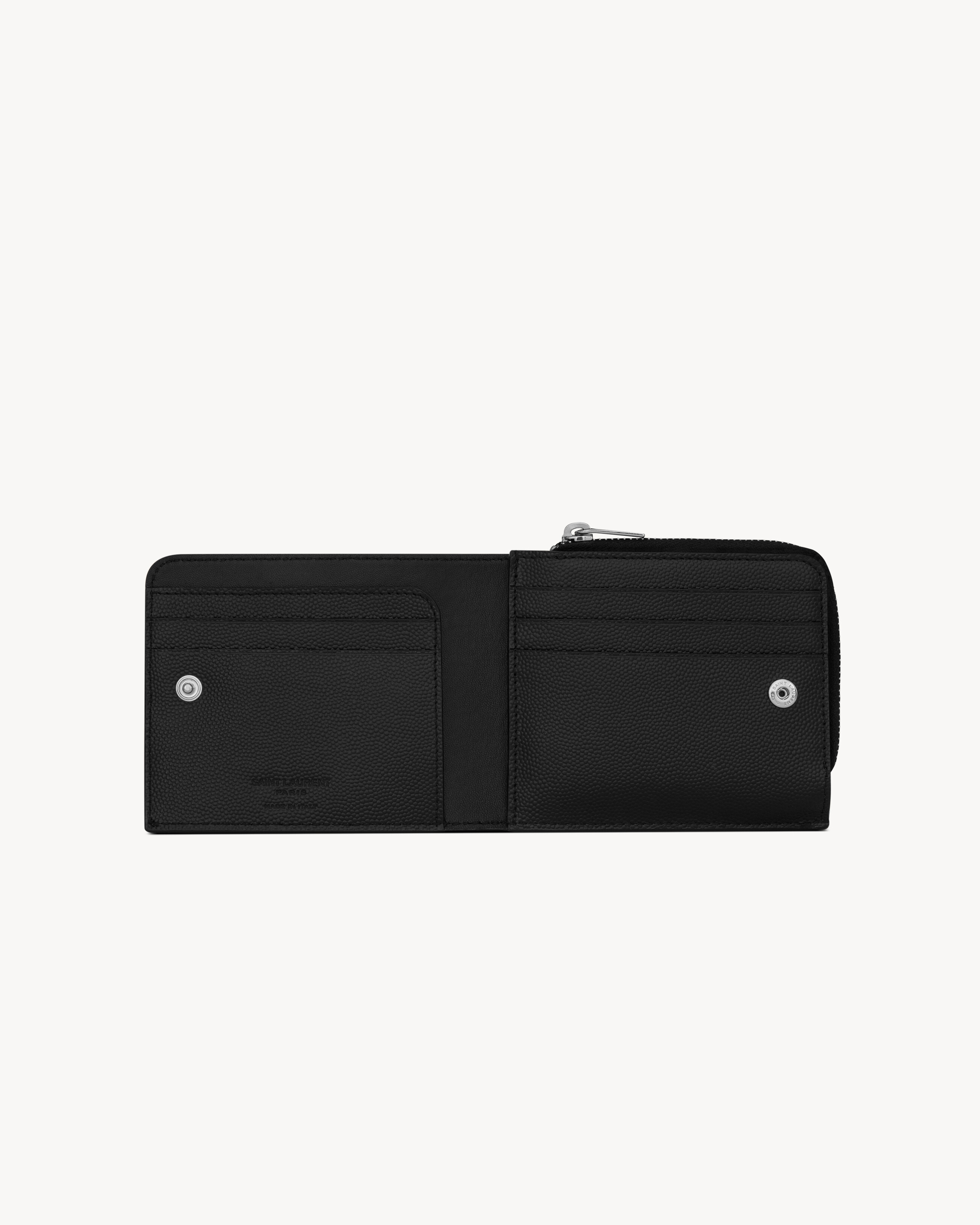East/West zip-around wallet in grain de poudre leather