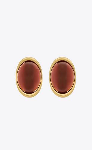 oval cabochon earrings in carnelian and metal