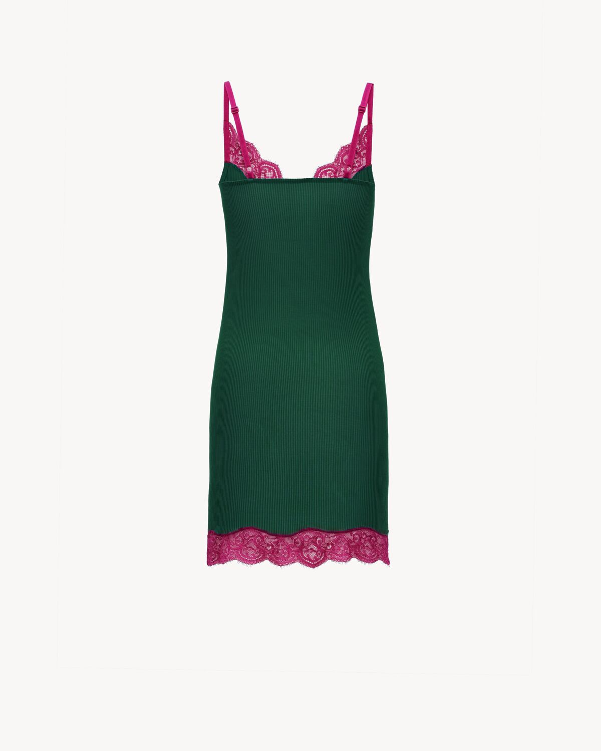 lace slip dress in ribbed silk jersey