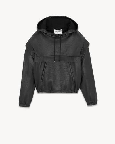 saint laurent hoodie in grained lambskin