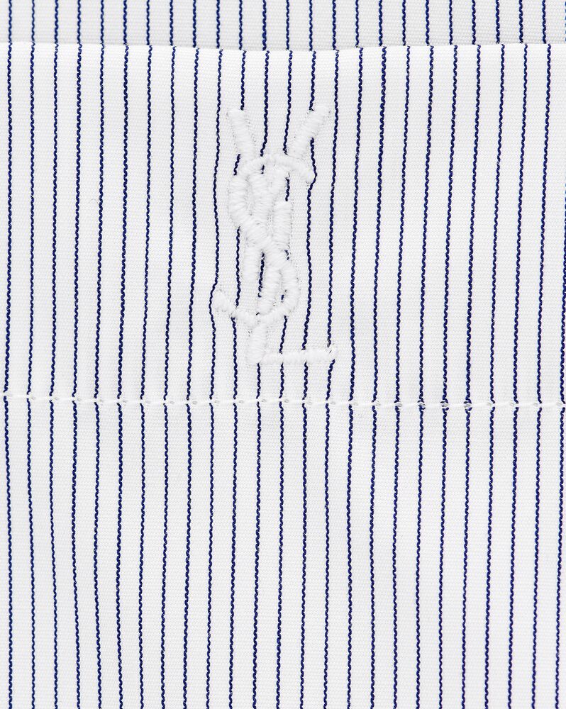Saint Laurent Cassandre Shirt in Striped Cotton Poplin - Blue - Women - 40