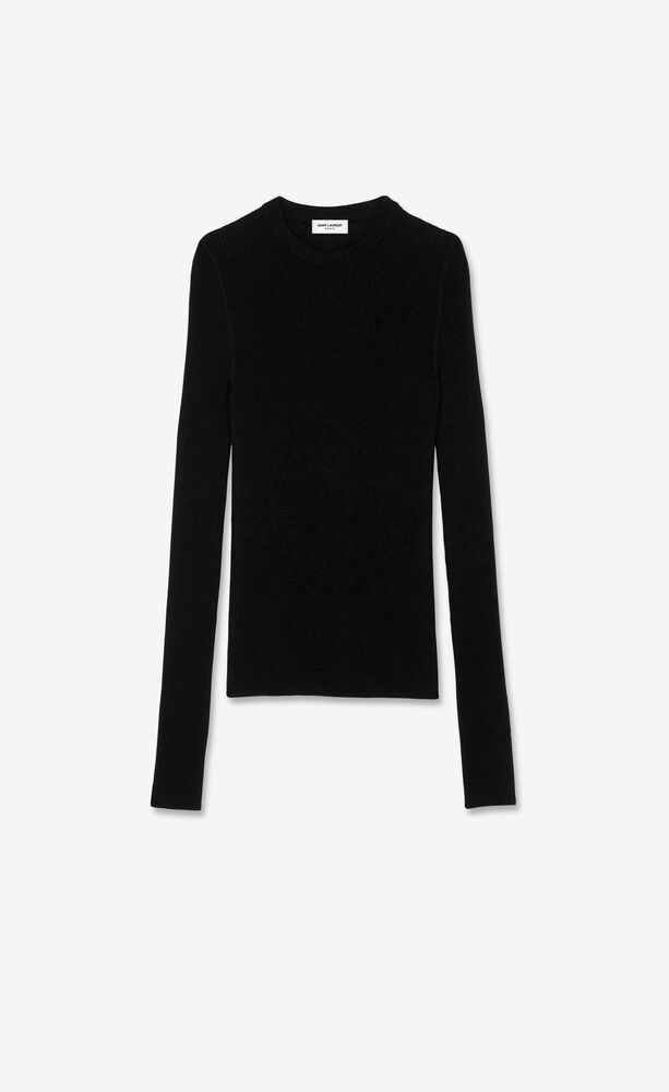 ribbed sweater in cashmere, wool and silk