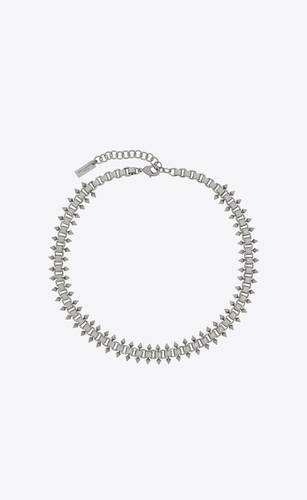square and spikes short chain necklace in metal