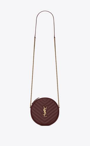 vinyle round camera bag in chevron-quilted grain de poudre embossed leather