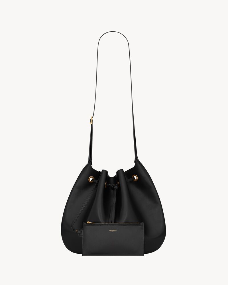 PARIS VII large flat hobo bag in smooth leather