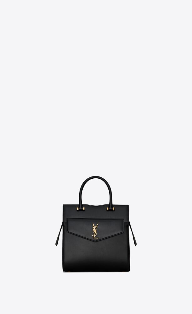 uptown small tote in box saint laurent leather