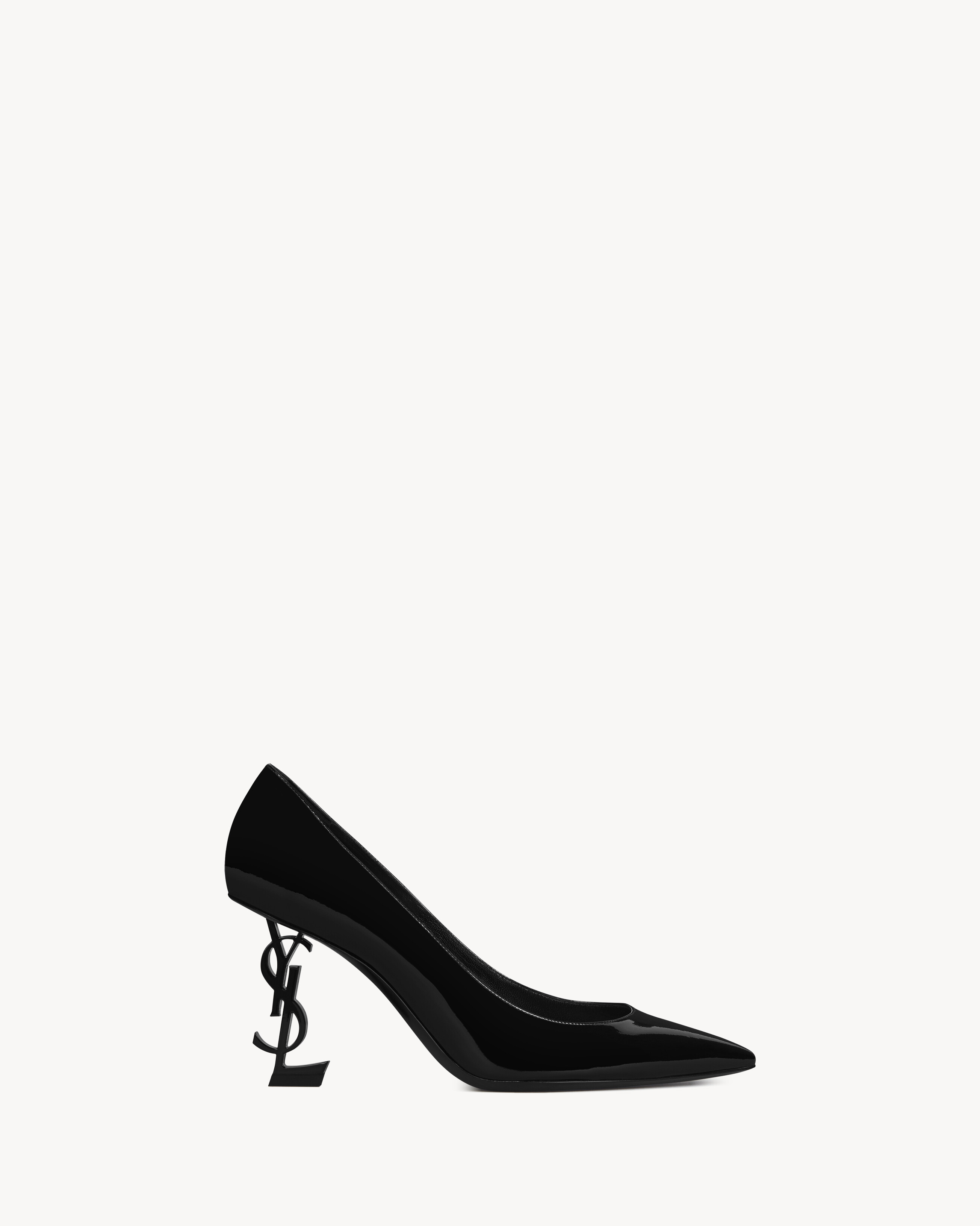 opyum escarpins en cuir verni et talon noir