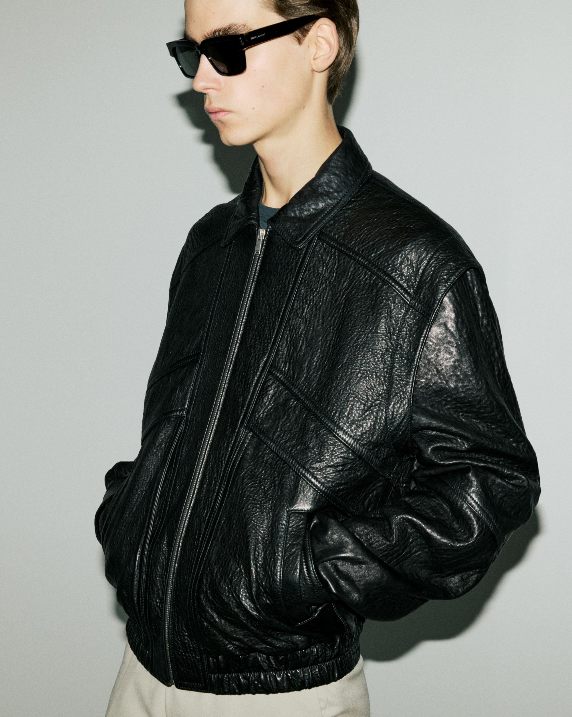 Blouson en cuir d’agneau grainé