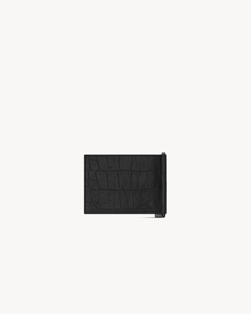 CASSANDRE Bill clip wallet in CROCODILE-EMBOSSED leather