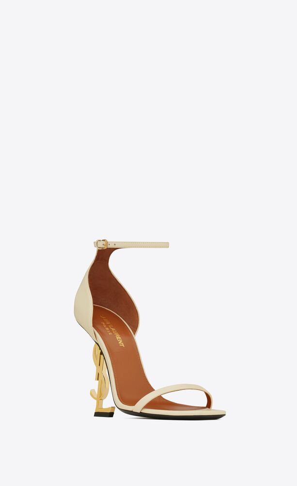 OPYUM sandals in smooth leather with a gold-tone heel | Saint Laurent | YSL.com