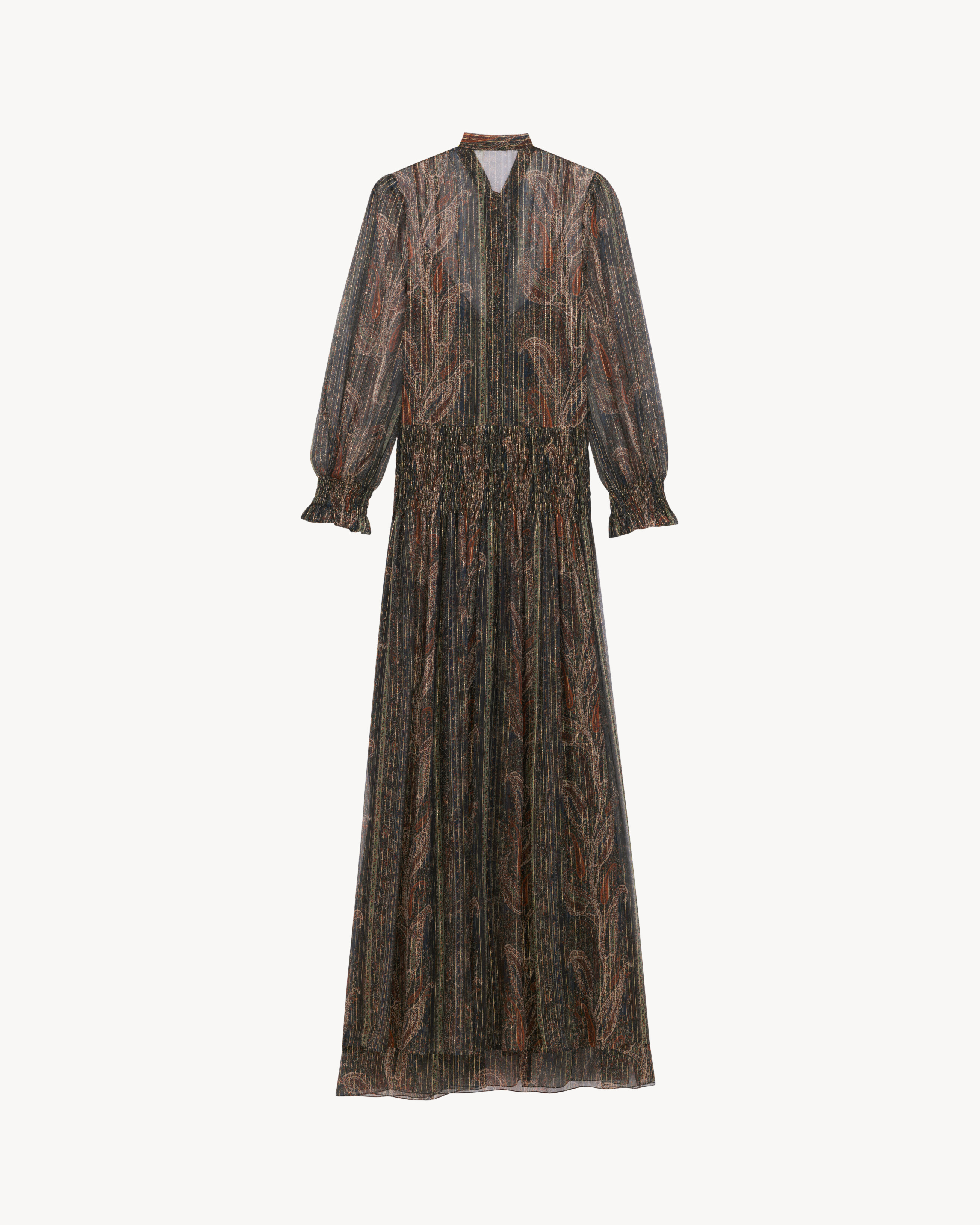 Lavallière-Kleid aus Lurex-Seiden-Crepon mit Paisleymuster