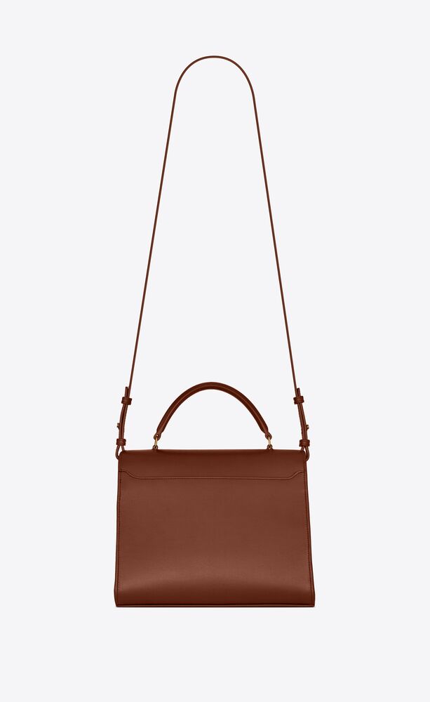CASSANDRA Medium tophandle bag in smooth leather and suede Saint
