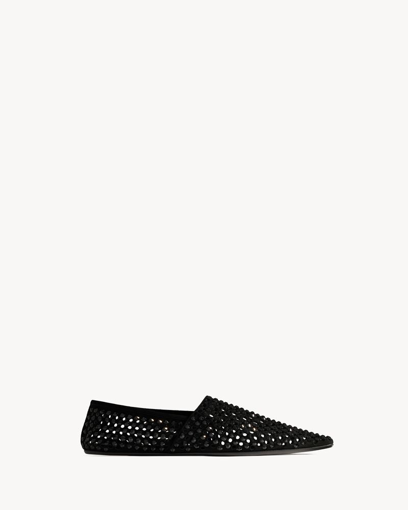 jacques slippers in rhinestone leather