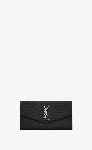 UPTOWN Large wallet in in crocodile-embossed shiny leather | Saint 