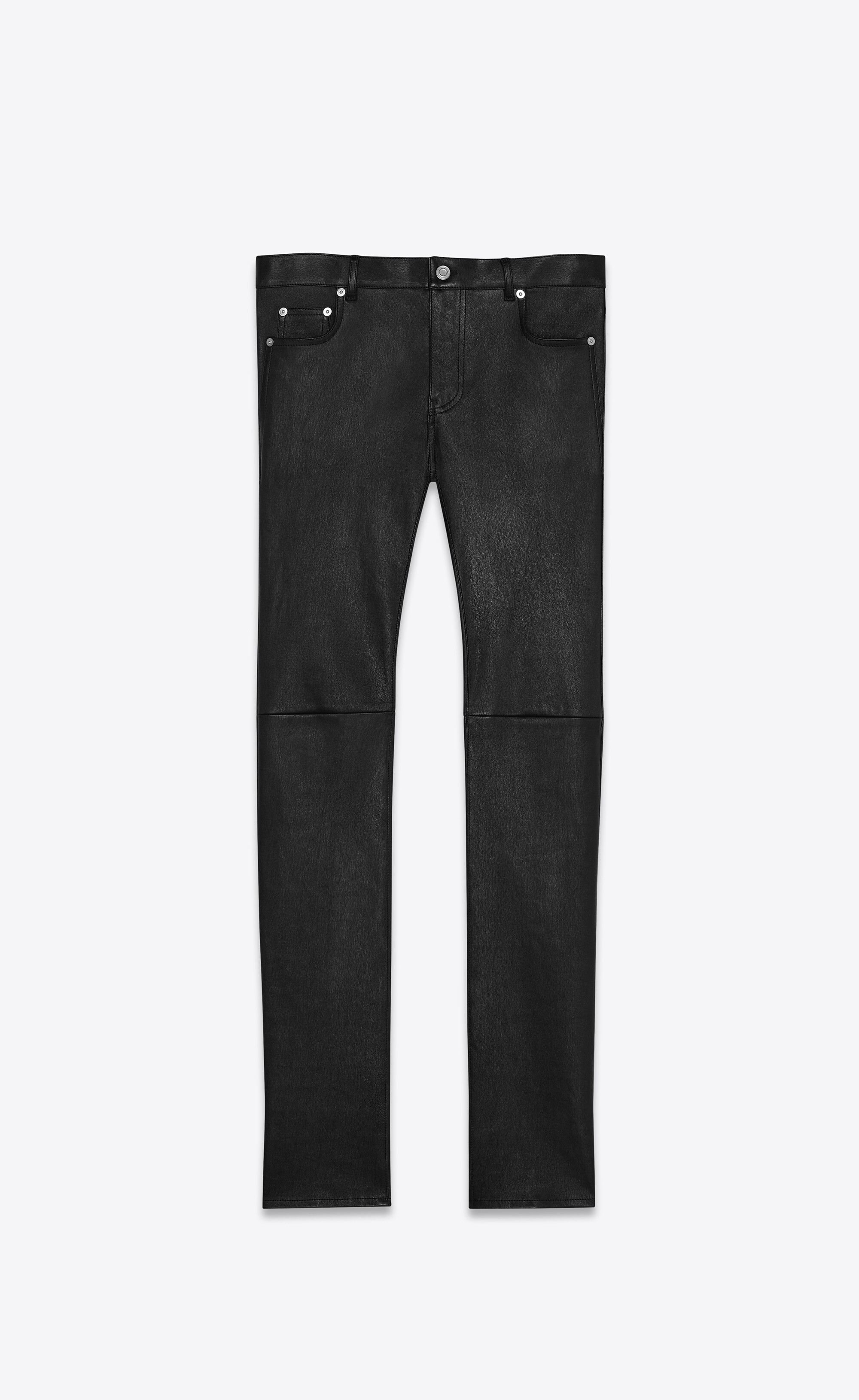 skinny pants in stretch grained leather