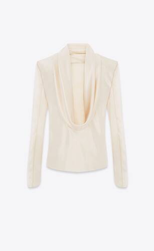 cowl-back blouse in silk satin crepe