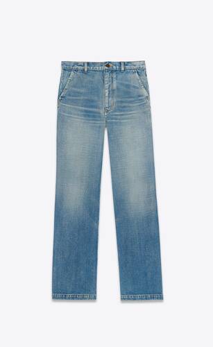 jane jeans aus serge-blauem denim im stil der 70er