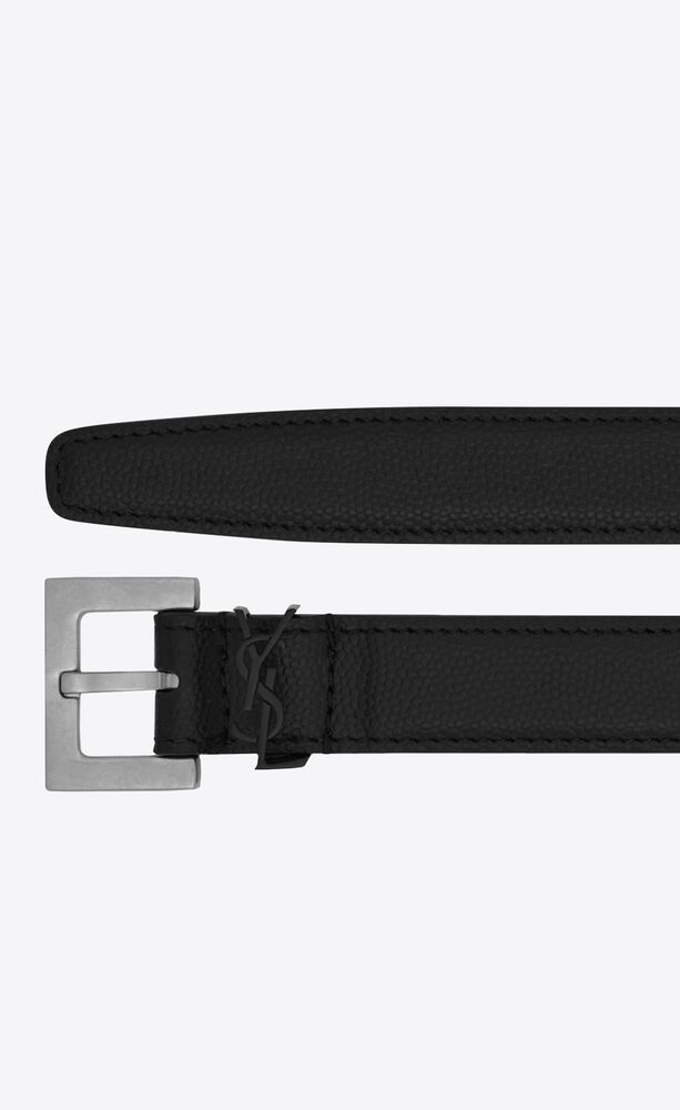 narrow monogram belt with square buckle in grain de poudre-embossed leather