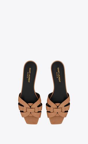 tribute flat mules in vegetable-tanned leather