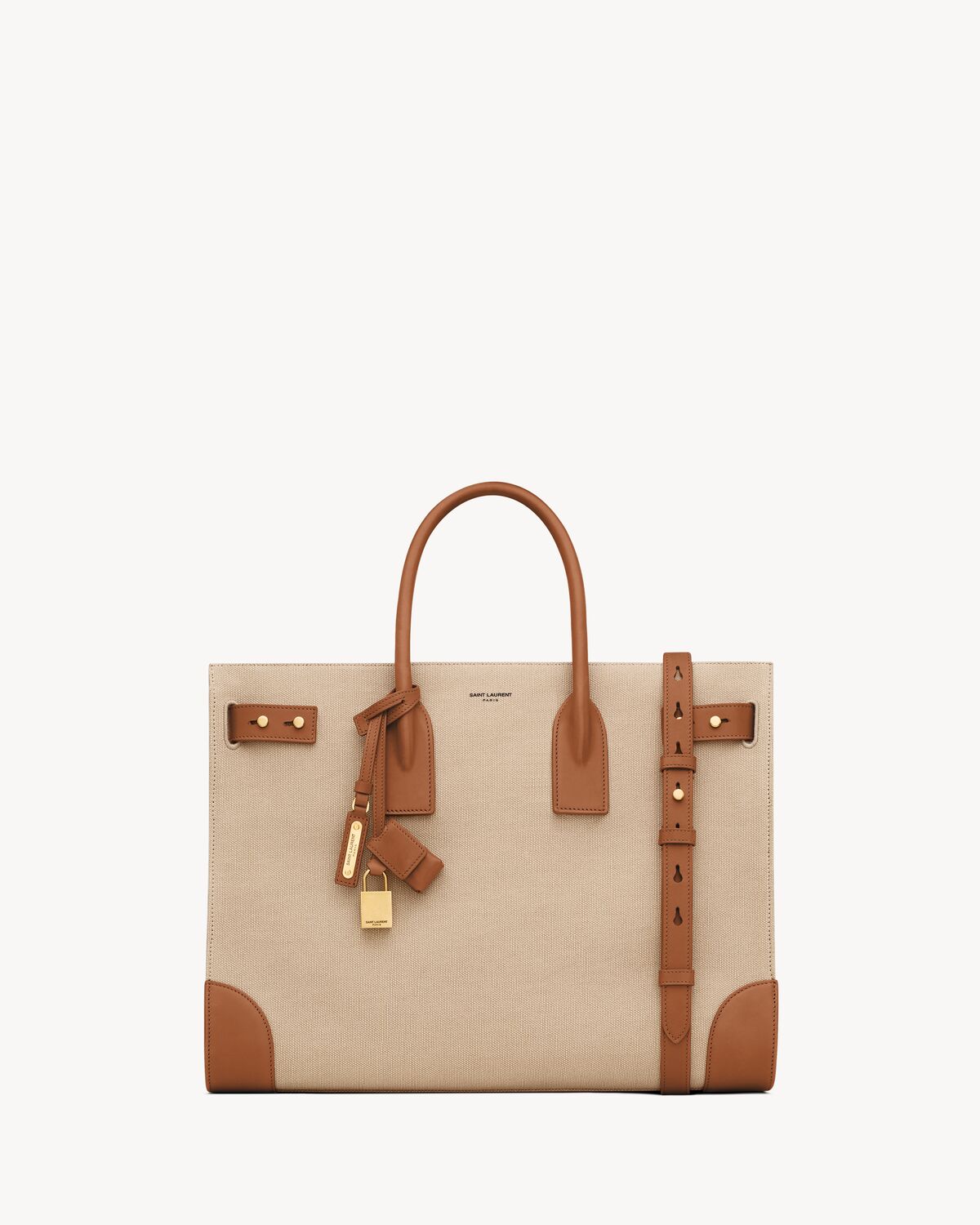 SAC DE JOUR thin large in canvas and vegetable-tanned leather