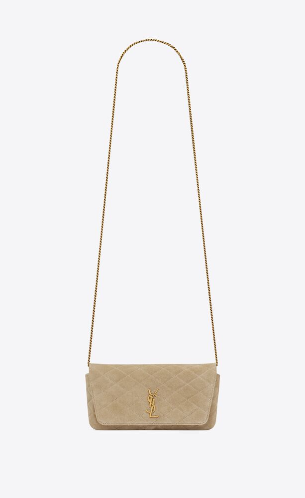 gaby chain phone holder in quilted suede