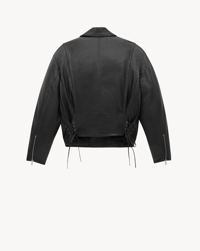 biker jacket in grained lambskin