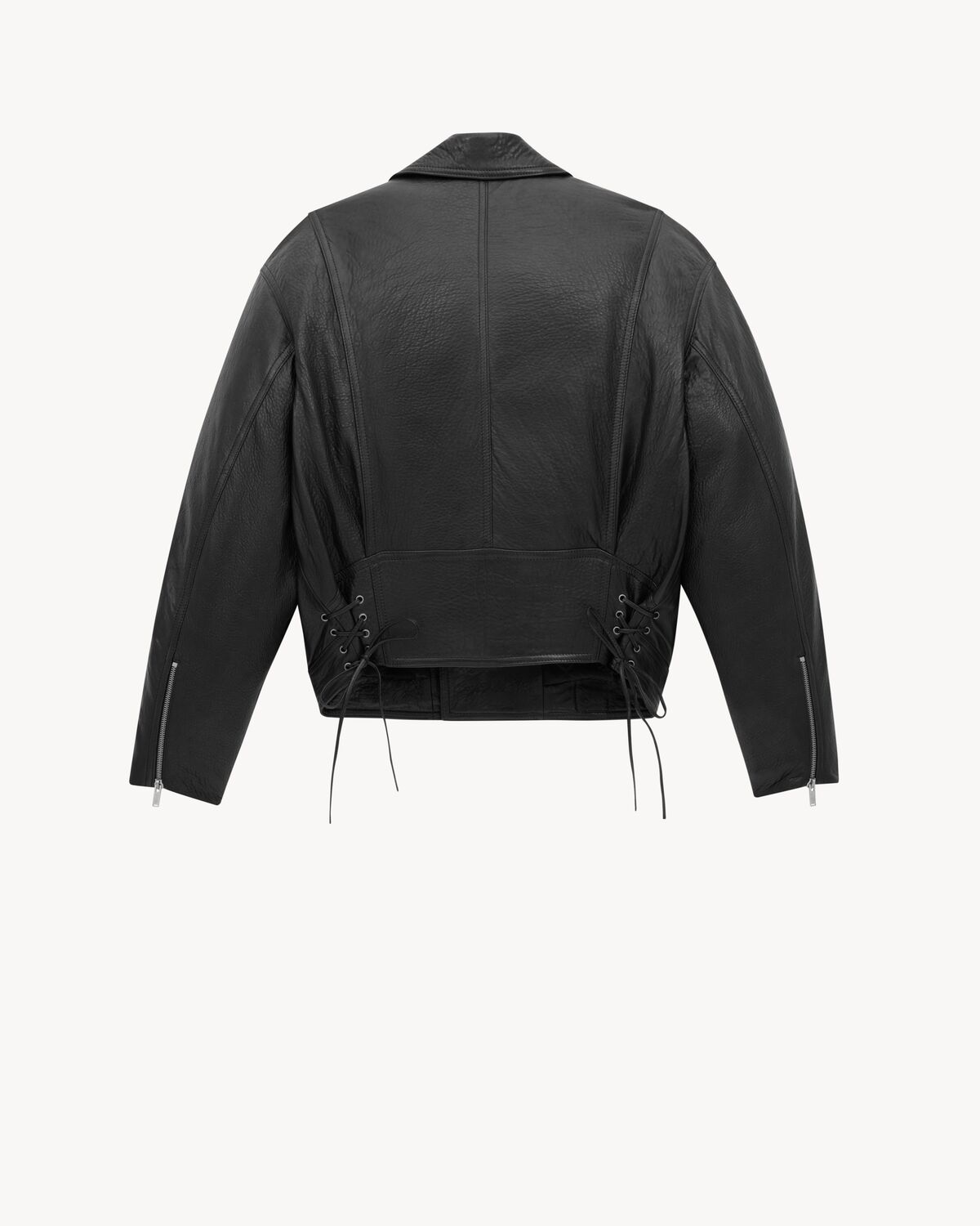 veste biker en cuir d’agneau grainé