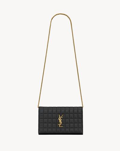 Saint Laurent Wallet on Chain Small Ysl Monogram V-flap Metallic Silve -  MyDesignerly