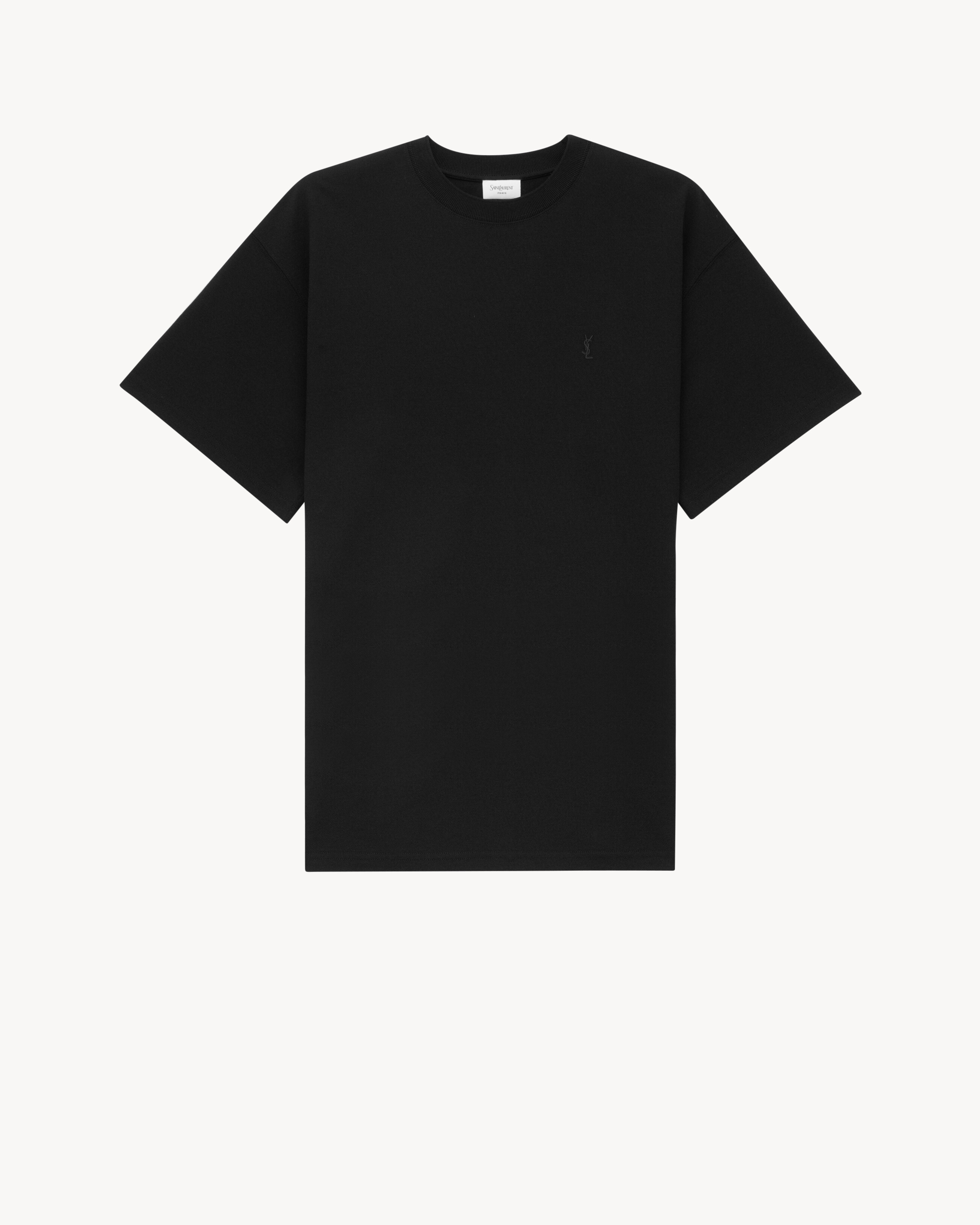 CASSANDRE T-shirt in cotton piqué in Black Saint Laurent YSL EN-NL