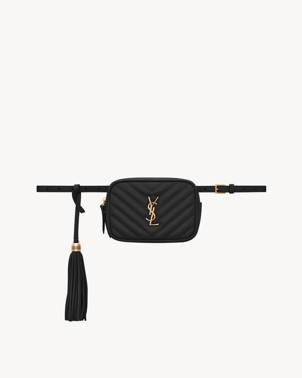 Lou Gürteltasche aus schwarzem Leder mit Steppnähten