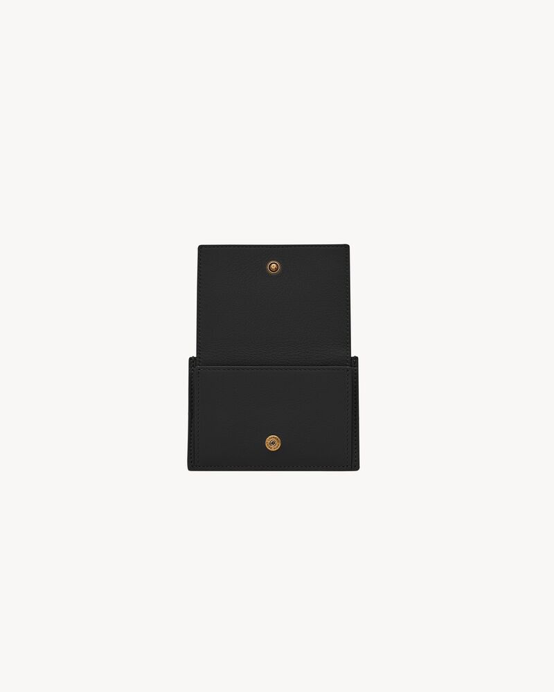 Tiny Cassandre Leather Cardholder in Black - Saint Laurent