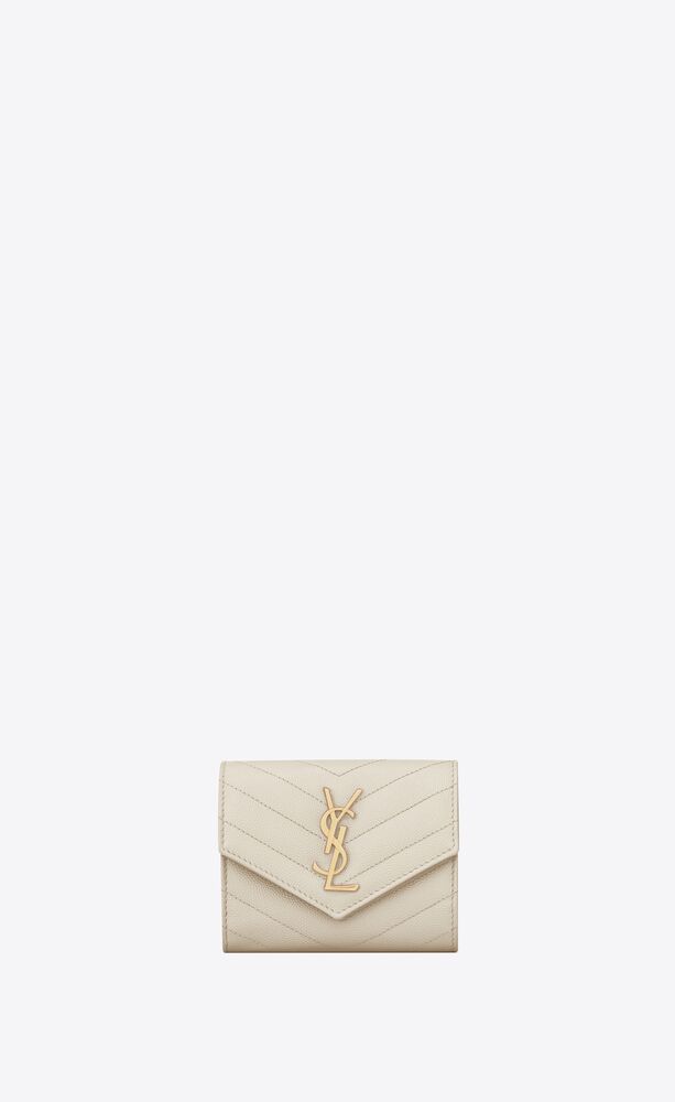 cassandre kompakte matelassé trifold wallet aus leder mit grain-de-poudre-prägung