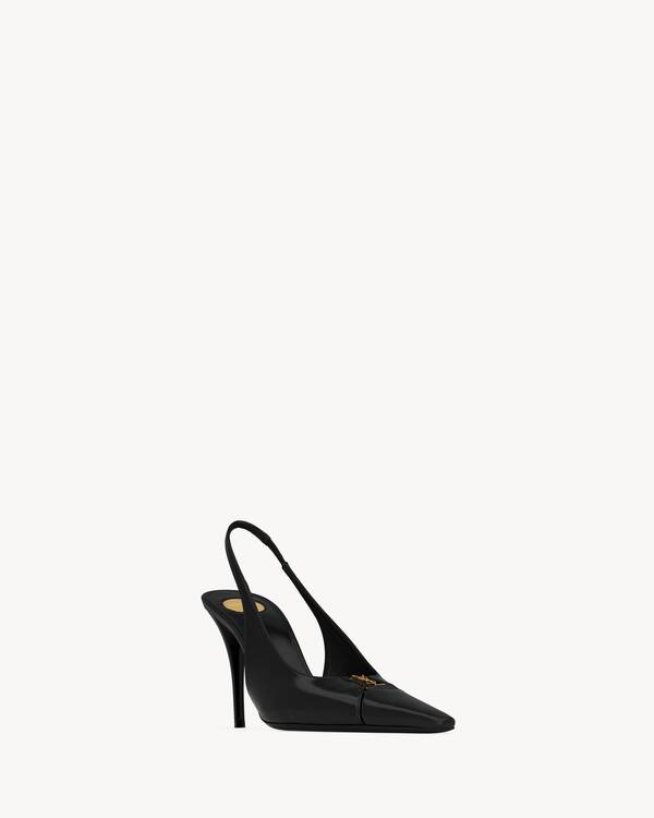 YSL HIGH SLINGBACK 25S IN DARK RED GLOSSY LAMBSKIN