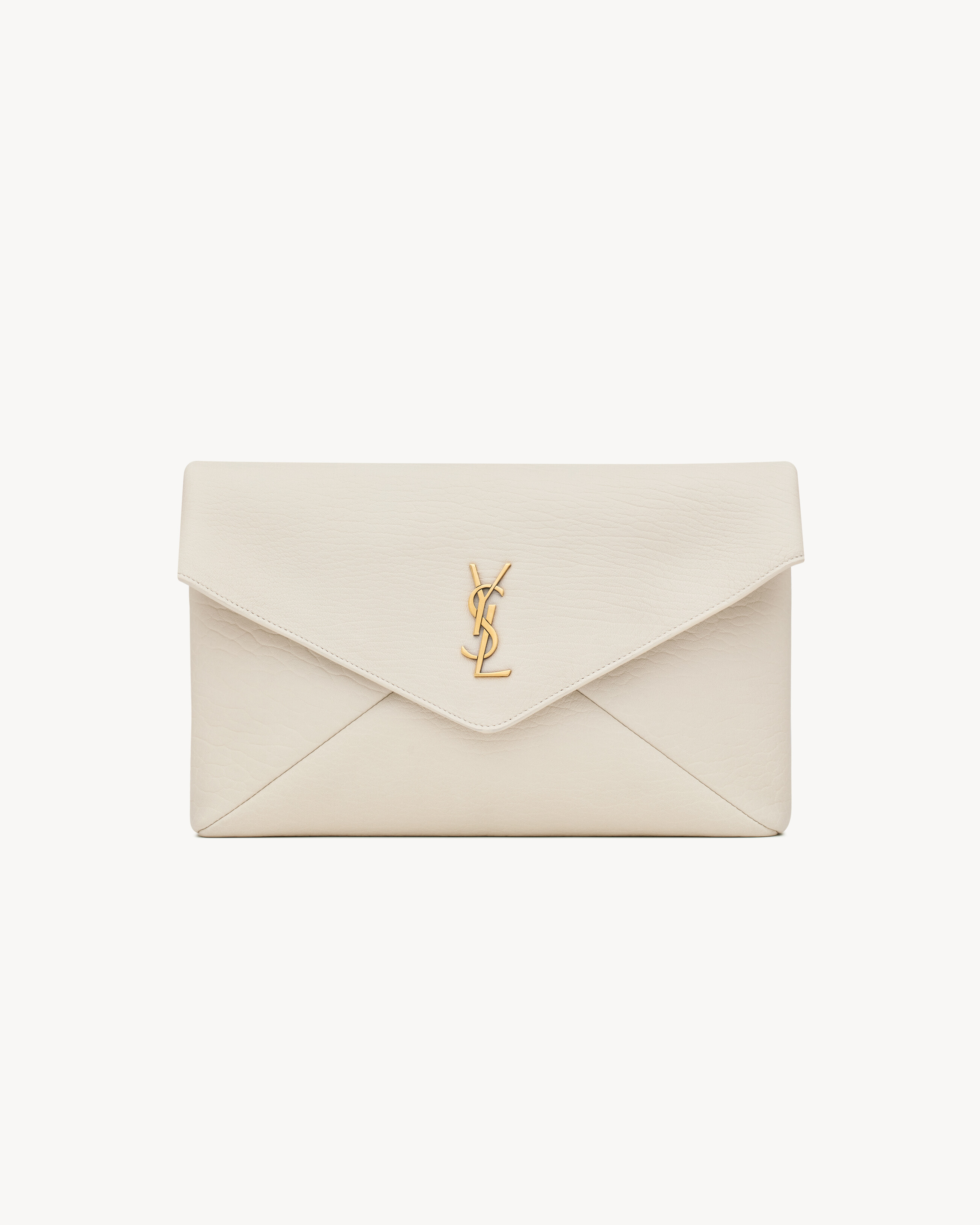 CASSANDRE large envelope pouch in lambskin in White Saint