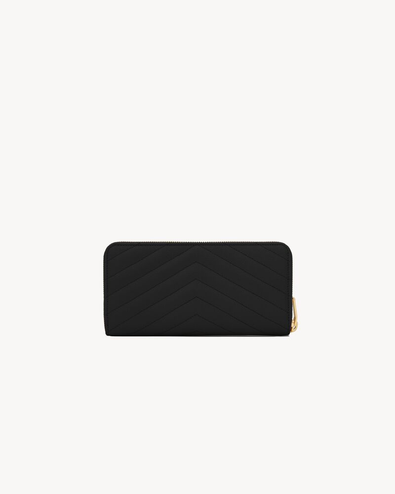 CASSANDRE MATELASSÉ ZIP AROUND WALLET IN GRAIN DE POUDRE LEATHER