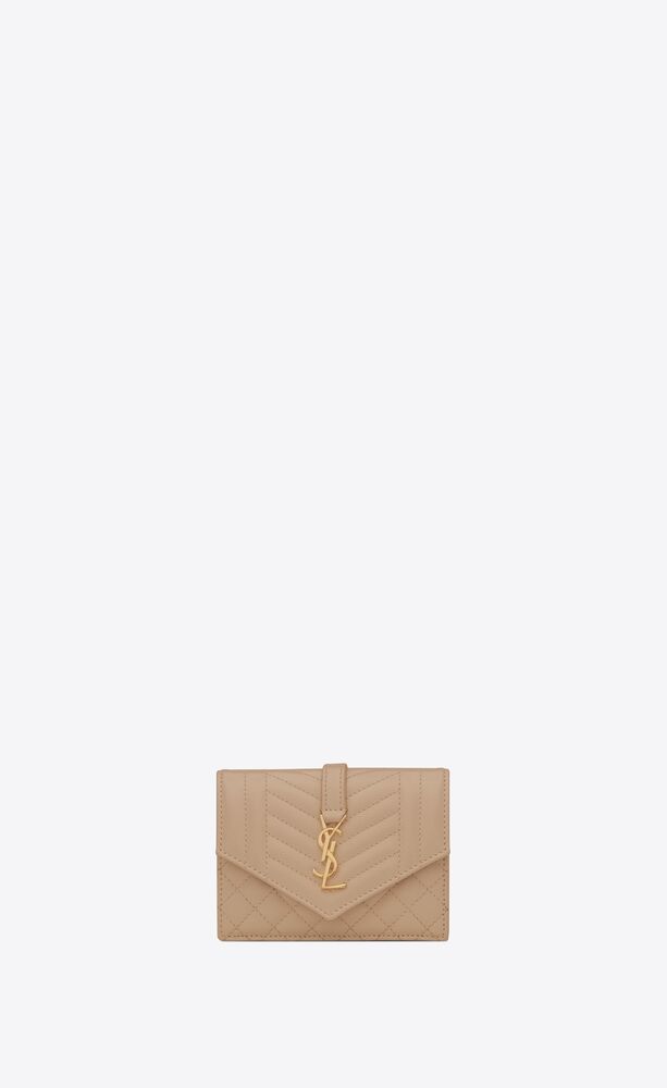 envelope flap card case in mix matelassé grain de poudre embossed leather