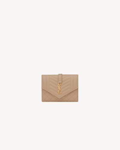 Saint Laurent Monogram Card Case In Heart-embossed Leather