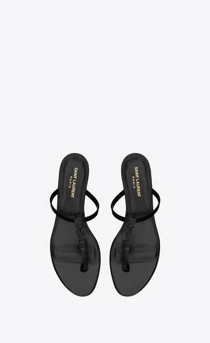 Cassandra leather thong sandals in brown - Saint Laurent | Mytheresa