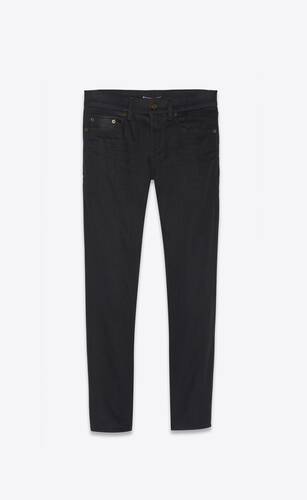 eng anliegende jeans im cropped-stil aus schwarzem denim
