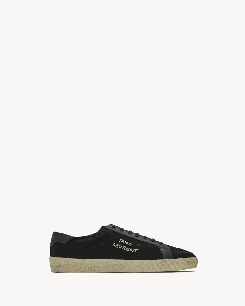 COURT CLASSIC SL/06 embroidered sneakers in canvas and smooth leather