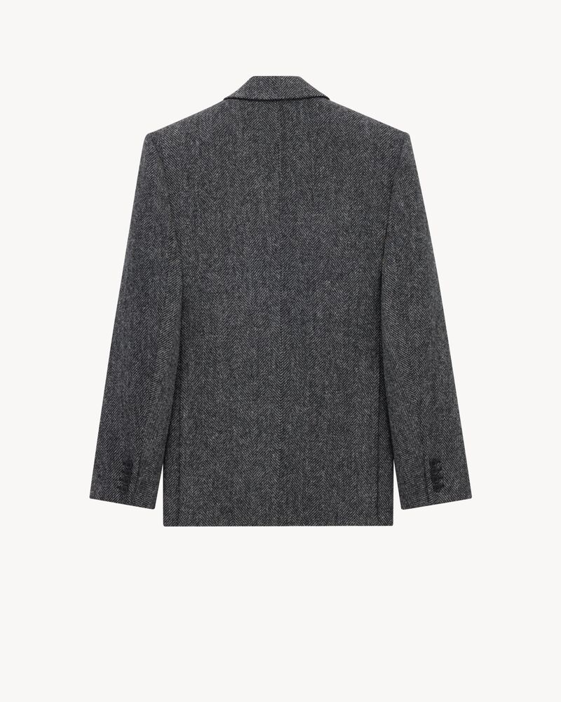 jacket in brushed herringbone wool