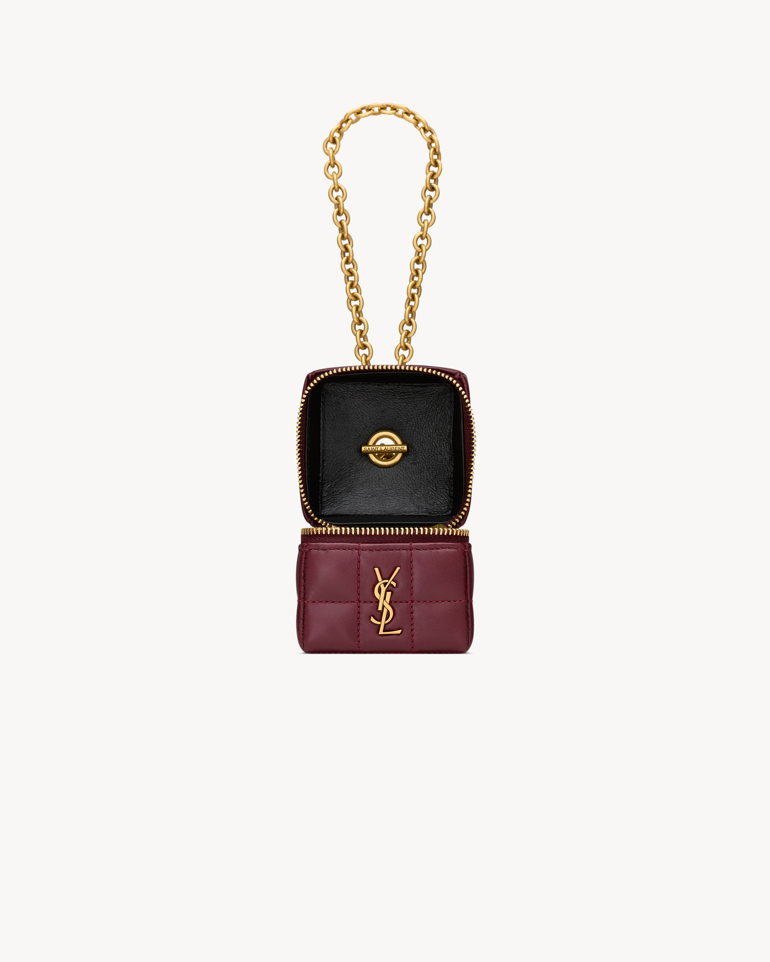 CASSANDRE MATELASSÉ CARRÉ mini cube on chain in shiny leather