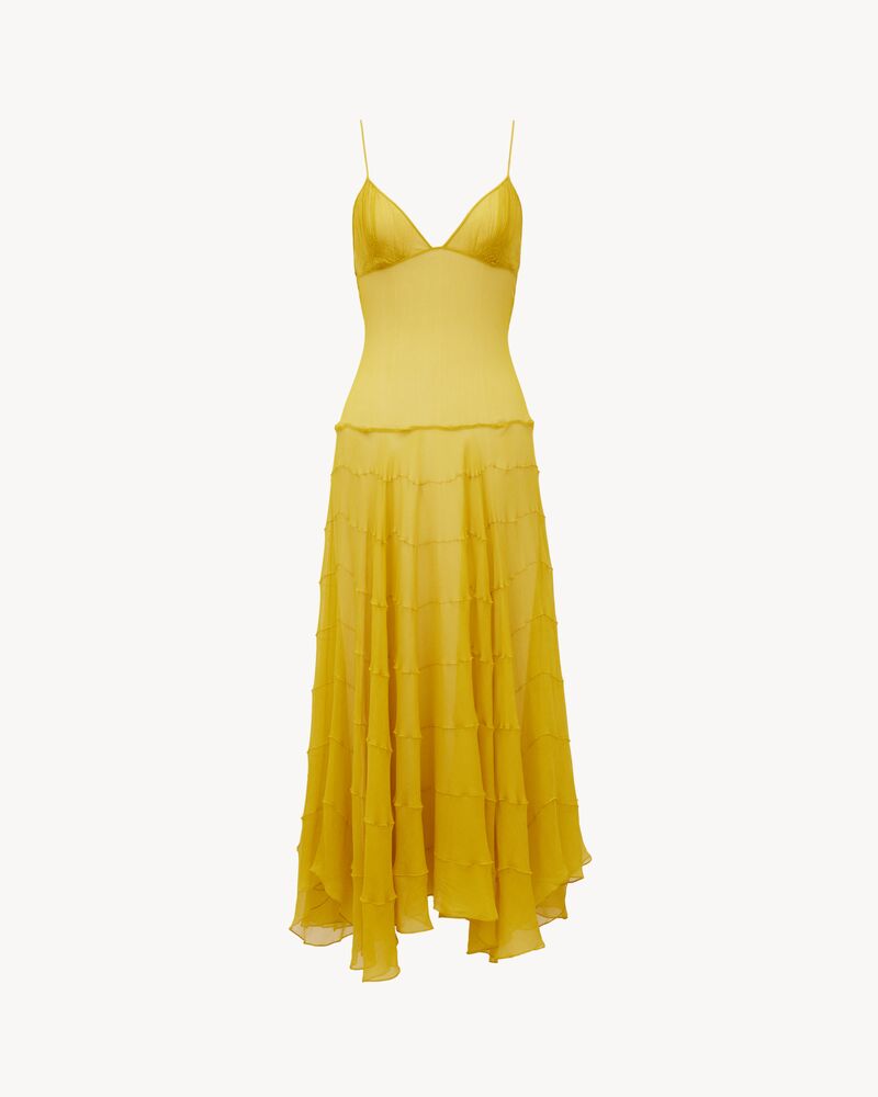 V-neck dress in silk crepe muslin