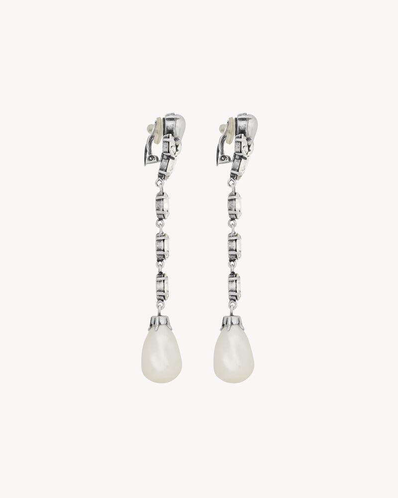 pearl drop earrings in metal